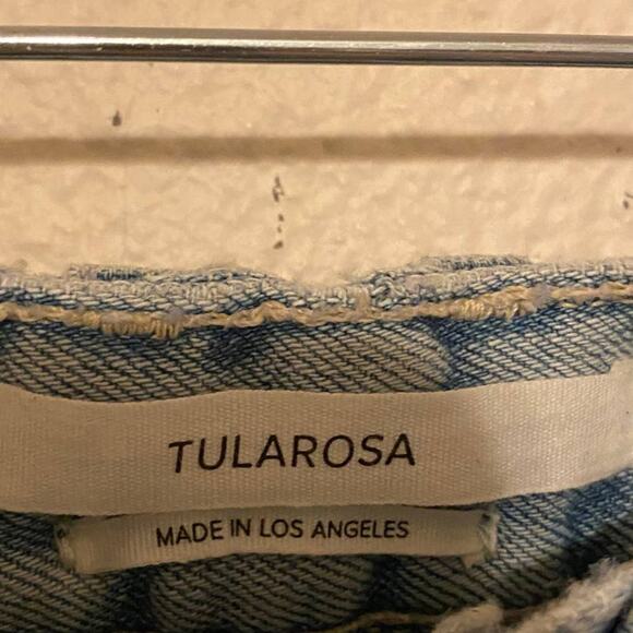 Tularosa Emma Santorini Braided Belt Distressed Denim High Rise Shorts Size 28 - Picture 11 of 15